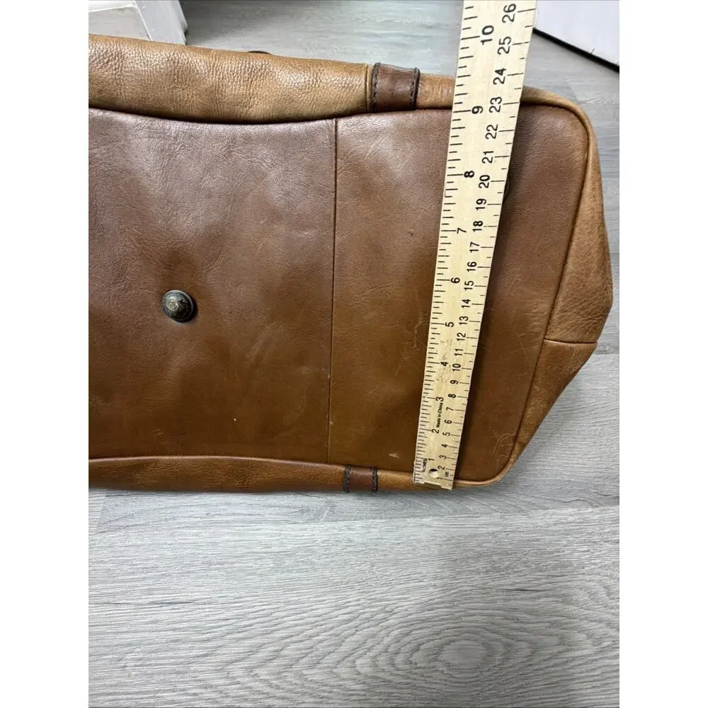 Fossil Cognac Brown Leather Weekender Duffel Bag Travel Luggage Overnight